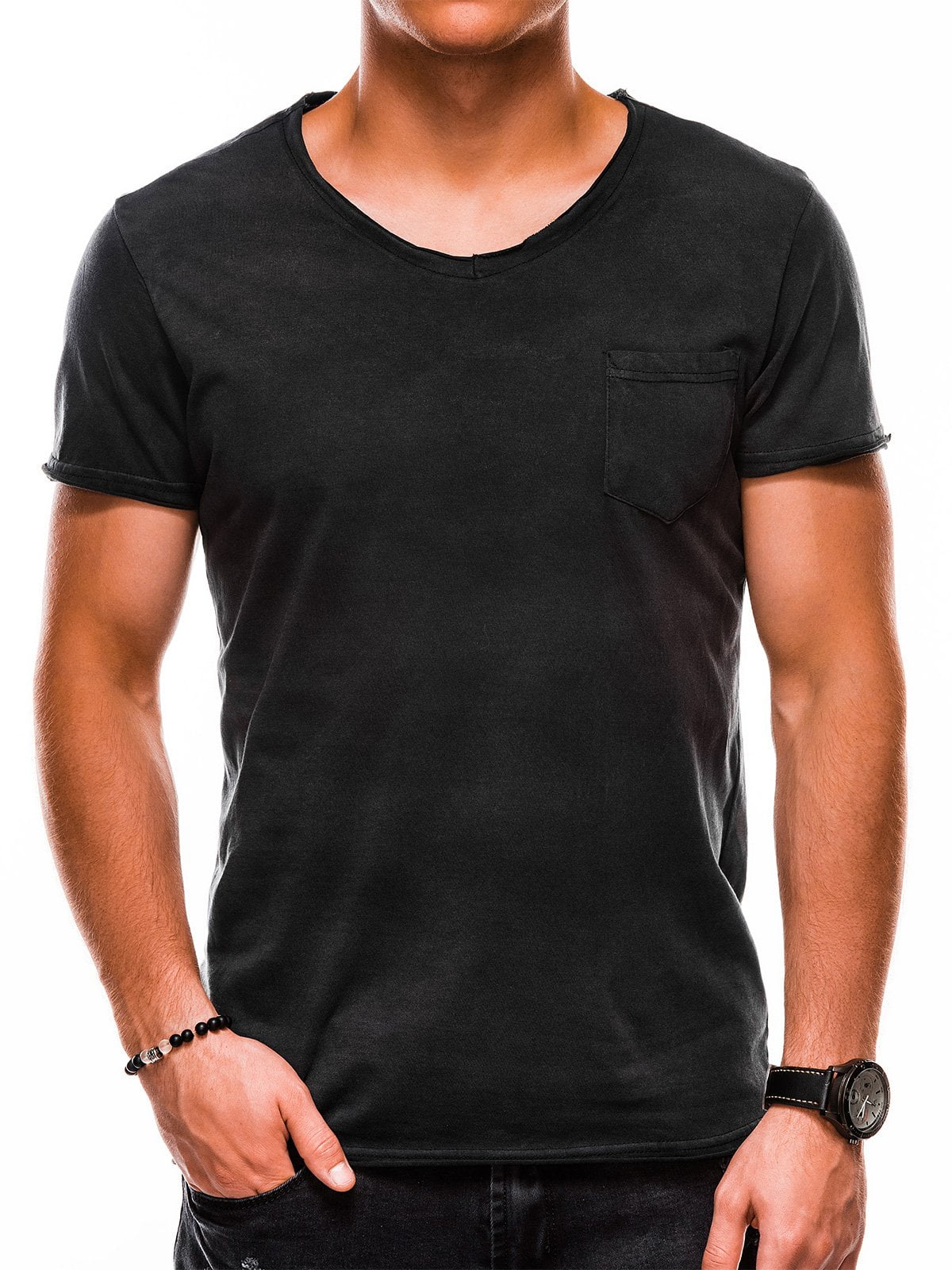 Marco Polo Portier Rechtsaf Stoer T-shirt voor heren met korte mouw en stretch | Zwart