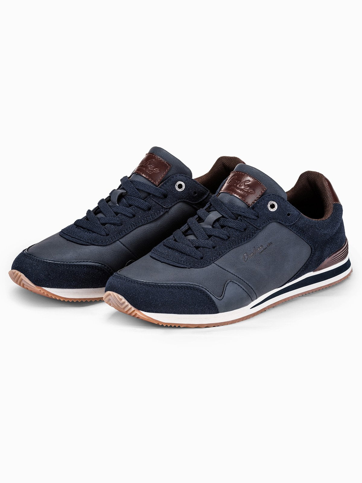 Sneakers heren laag navy | slip on trainer | veter sluiting