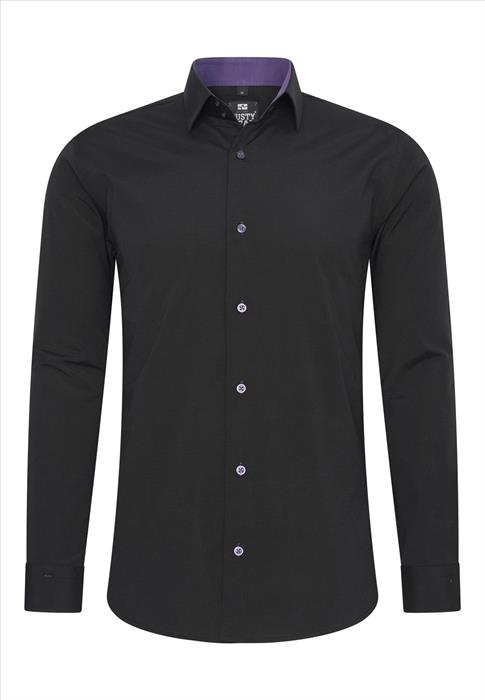 Rusty Neal heren overhemd | zwart - paars | slim fit | Italian-Style.nl, maat S