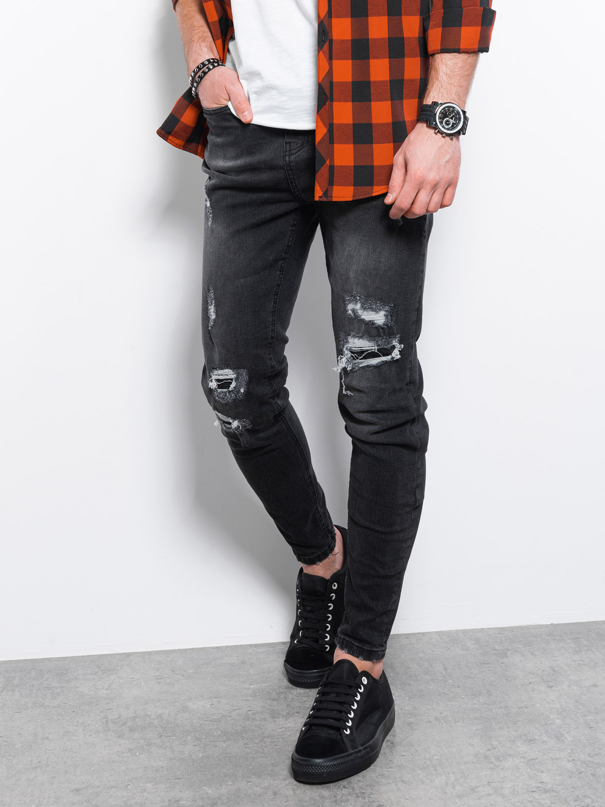 Vesting crisis zout Heren jeans P1078 - zwart - sale - Italian Style