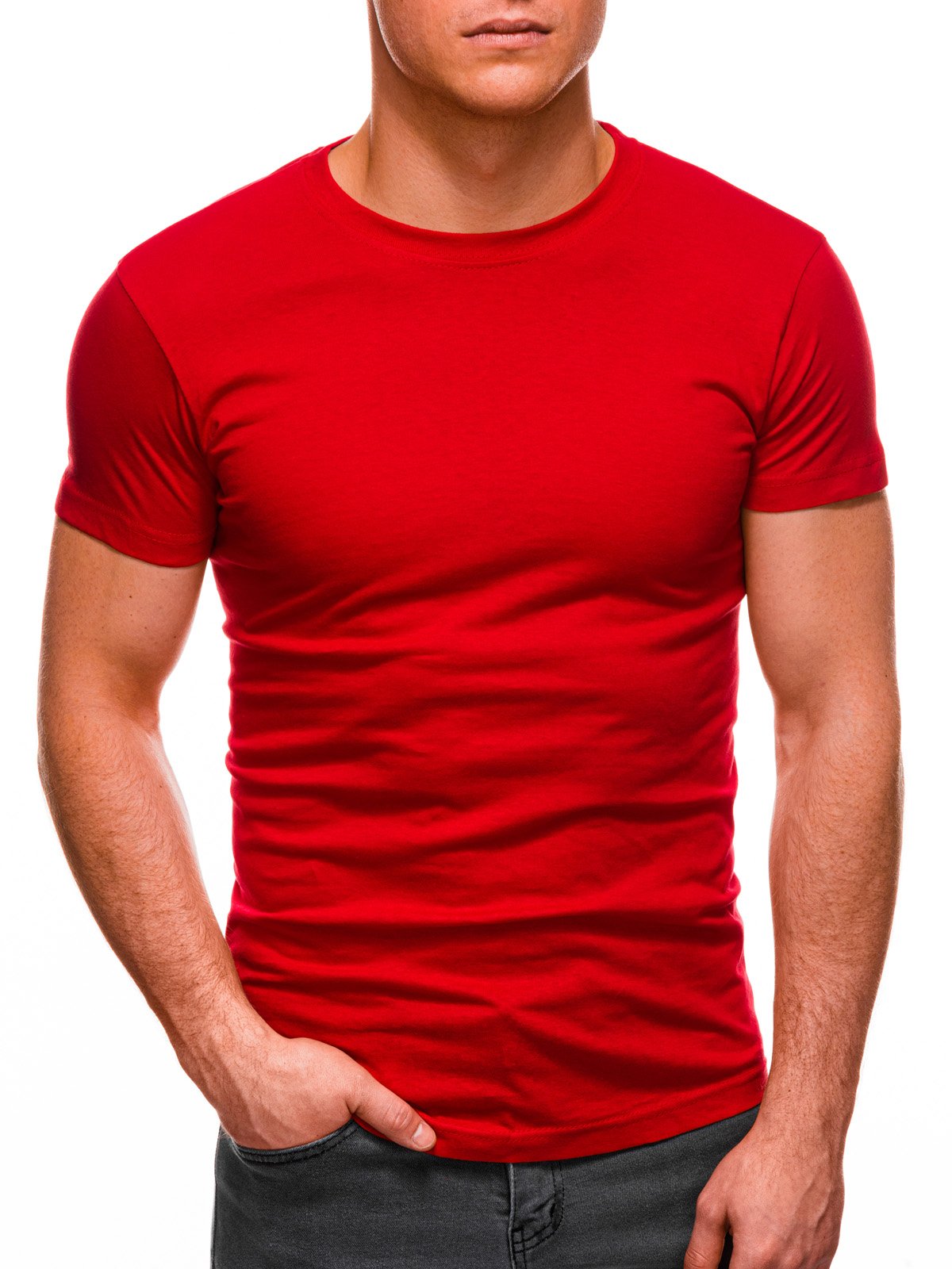 draaipunt Azië Mok Effen heren t-shirt S970 - rood - sale - Italian Style